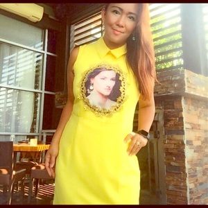 Preloved yellow dress, cameo design size s, $40